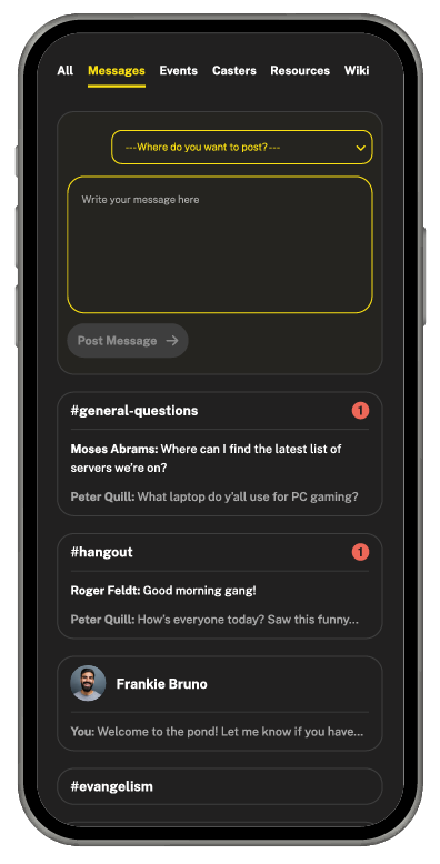 Community feed in Castwell where members share encouragement, insights, and questions in real conversations